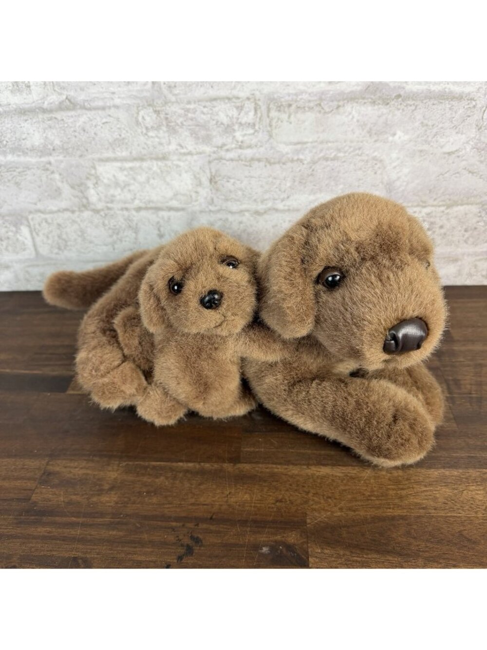 Vintage GANZ CHOICE Chocolate Labrador Dog With Baby Puppy Plush 5134